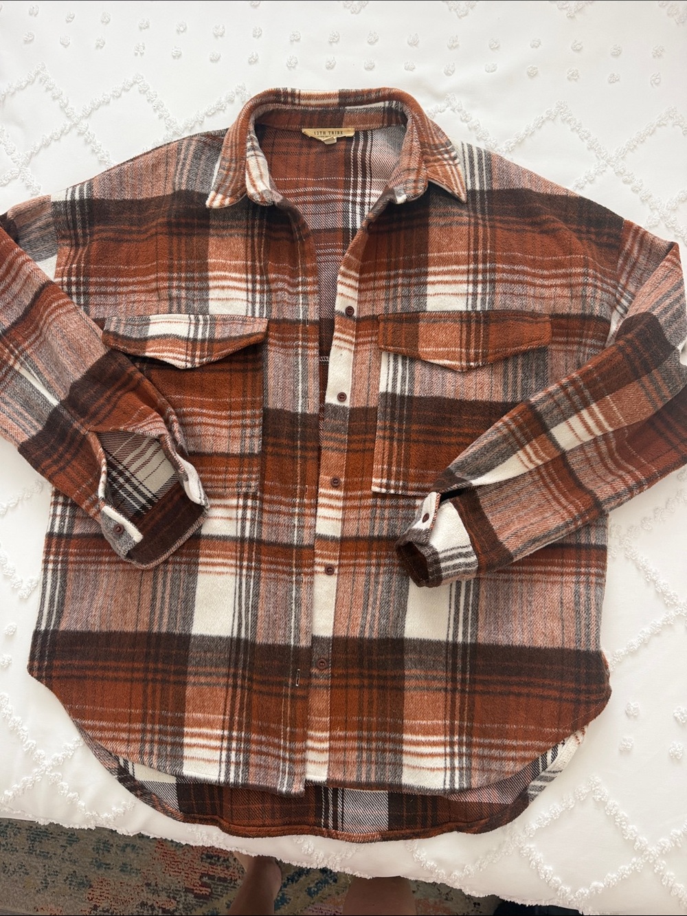 Women’s wool Rust Plaid Flannel Shirt - Classic Button-Up
